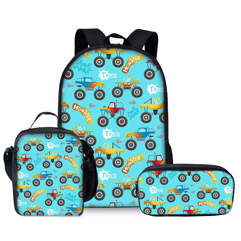 Klassiek Nieuwigheid Bijzonder Cool Graafmachine 3D Geprint 3 stuks/Set leerling Schooltassen Laptop Dagrugzak Rugzak Lunchtas Etui