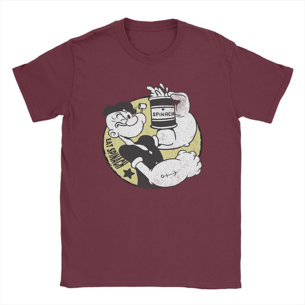 Popeyed Vintage Icon T Shirt for Unisex Pure Cotton Fun TShirts Round Neck Tees Short Sleeve Tops Plus Size