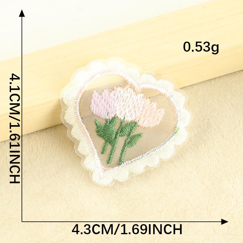 Computer Embroidery Label Cartoon Flower Cloth Label Lace Embroidery Sticker Diy Notebook Accessories Patch Sticker