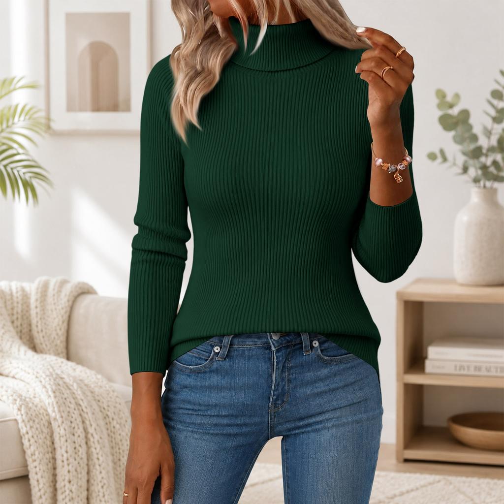 Women's Turtleneck Pullover Sweater Slim Fit Knitted Base Layer Top
