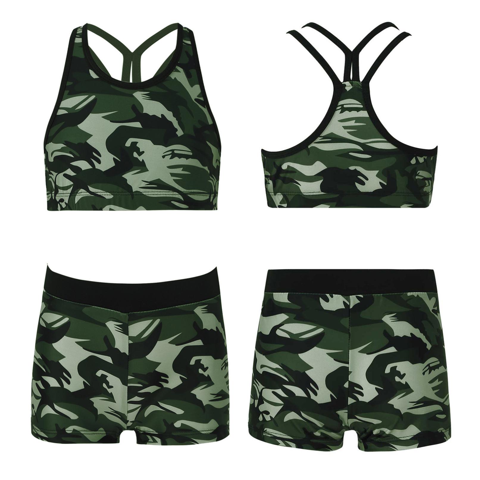 

Дитячий купальник для дівчаток, 2 предмети, спортивний укорочений топ із шортами, спортивний купальний костюм 9-10 Years