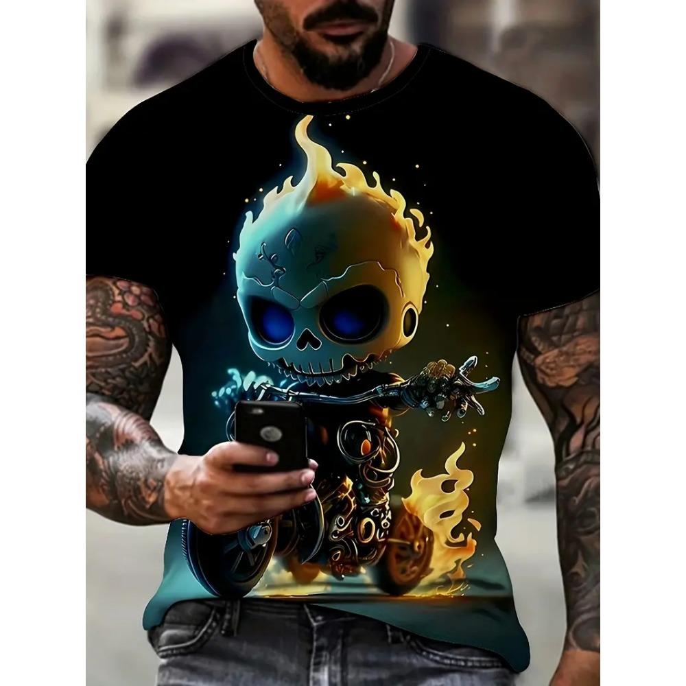3D Bat Pattern Mysterious Totem Men's T-Shirt Summer Retro Cool Gothic Harajuku Short Sleeve Top Fashion Creative Casual Clothes
