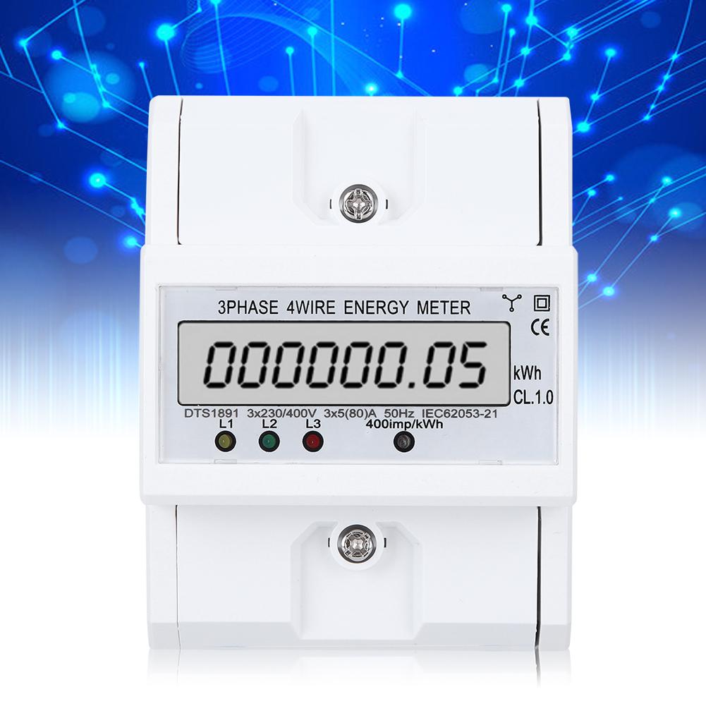 Energy Meter 3Phase 4Wire LCD Digital Display DTS1891 Smart Home Electric Measurement Device