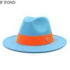 Formal Wide Brim Felt Fedora Hat Wool Ladies Party Wedding Church Hat M Letter Ribbon Panama Sombrero Jazz Cap