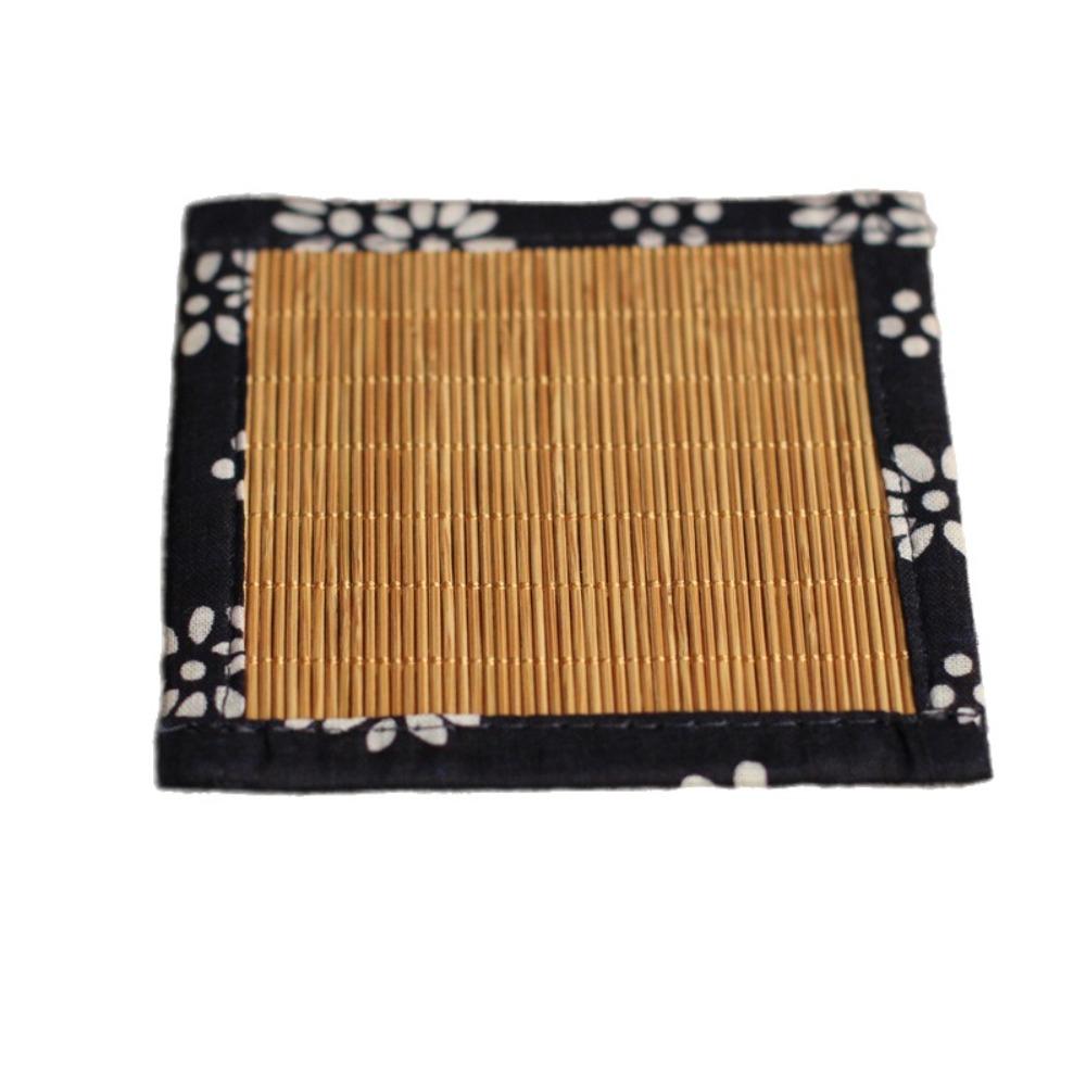 

4PCS Square Tea Mat Bamboo Mug Pads Table Coasters Beverage Coasters Home Style A