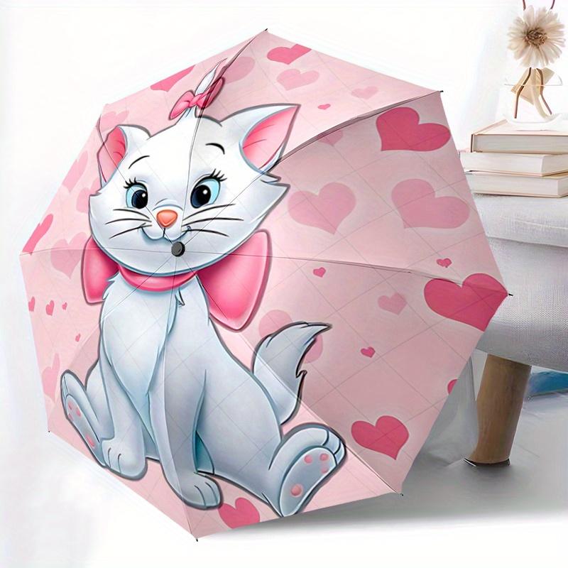 1pc Adorable Marie Cartoon Umbrella, Portable 3-Fold Compact Umbrella, Suitable for Camping, Hiking and Travel, Ideal Easter Birthday Gift f