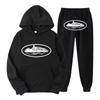 Unisex Hooded Sweatshirt Pants Set With Graphic Print Casual Sportswear