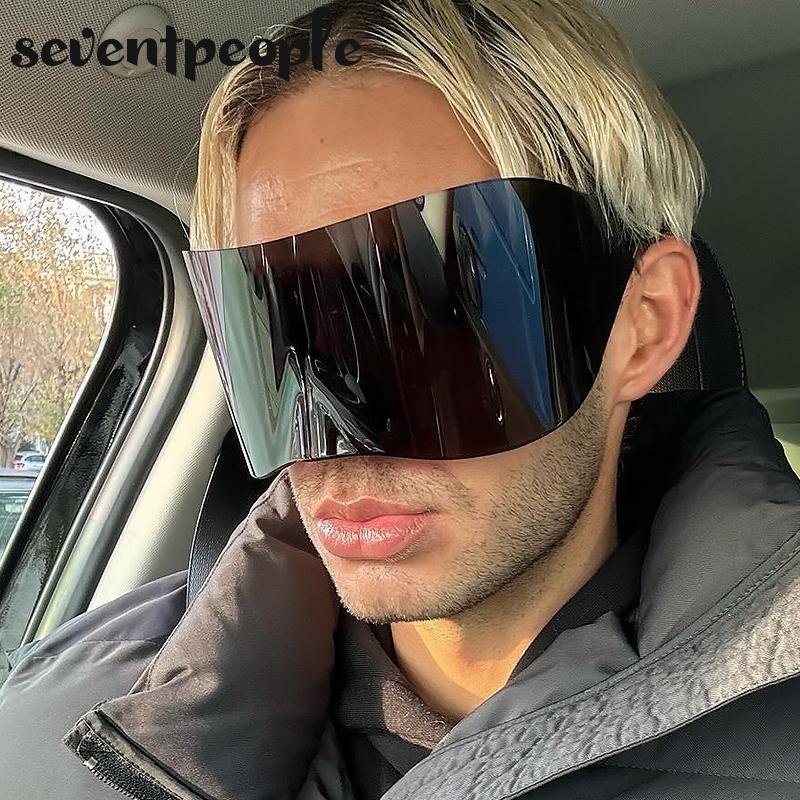Mask Rectangle Sunglasses Women Men  Luxury Brand Designer Punk Sun Glasses Steampunk Y2k Sunglass Oversized Shield Goggles