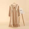 Cotton crepe pajamas women's spring and summer long-sleeved home skirts soft retro loose pajamas loungewear thin