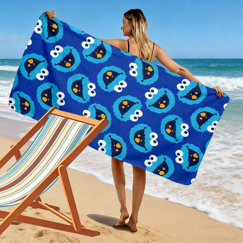 Cookie Monster Print Beach Towel, Large Soft Quick Dry Towel for Beach Camping Swimming