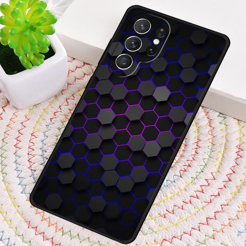 3D Hexagonal Lights soft Phone Case for Samsung Galaxy note 10 pro S26 Ultra S23 S24 FE S25 S21 S22 PLUS shockproof Cove
