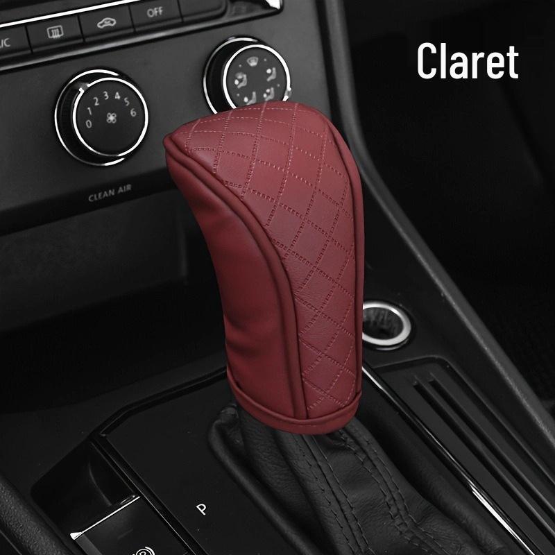

Universal Leather & Carbon Fiber Pattern Gear Shift Cover - Breathable Cowhide for Car Interior Single piece
