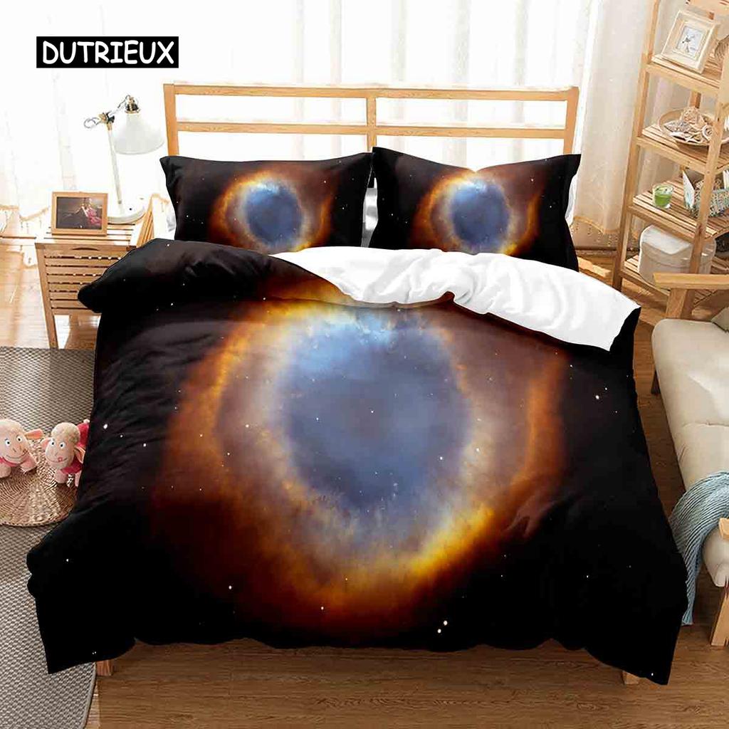 Hubble Image King Queen Duvet Cover Vast Starry Sky Bedding Set Bright Universe Landscape Quilt Cover Polyester Comforter Cover