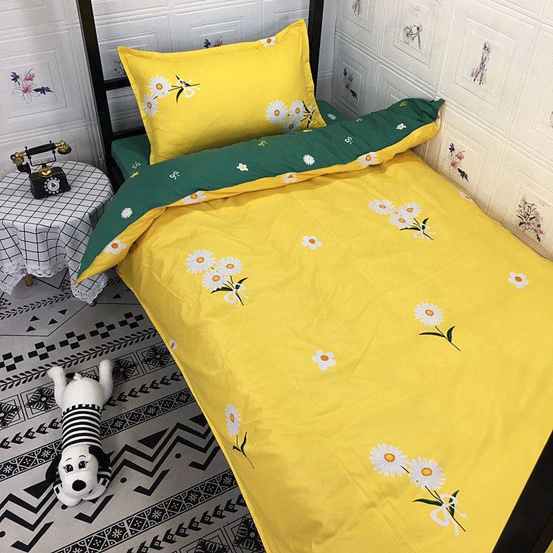 Nordic Simple Bed Three-piece Quilt Cover Bed Sheet Pillowcase Home Bedding Set Cool Style