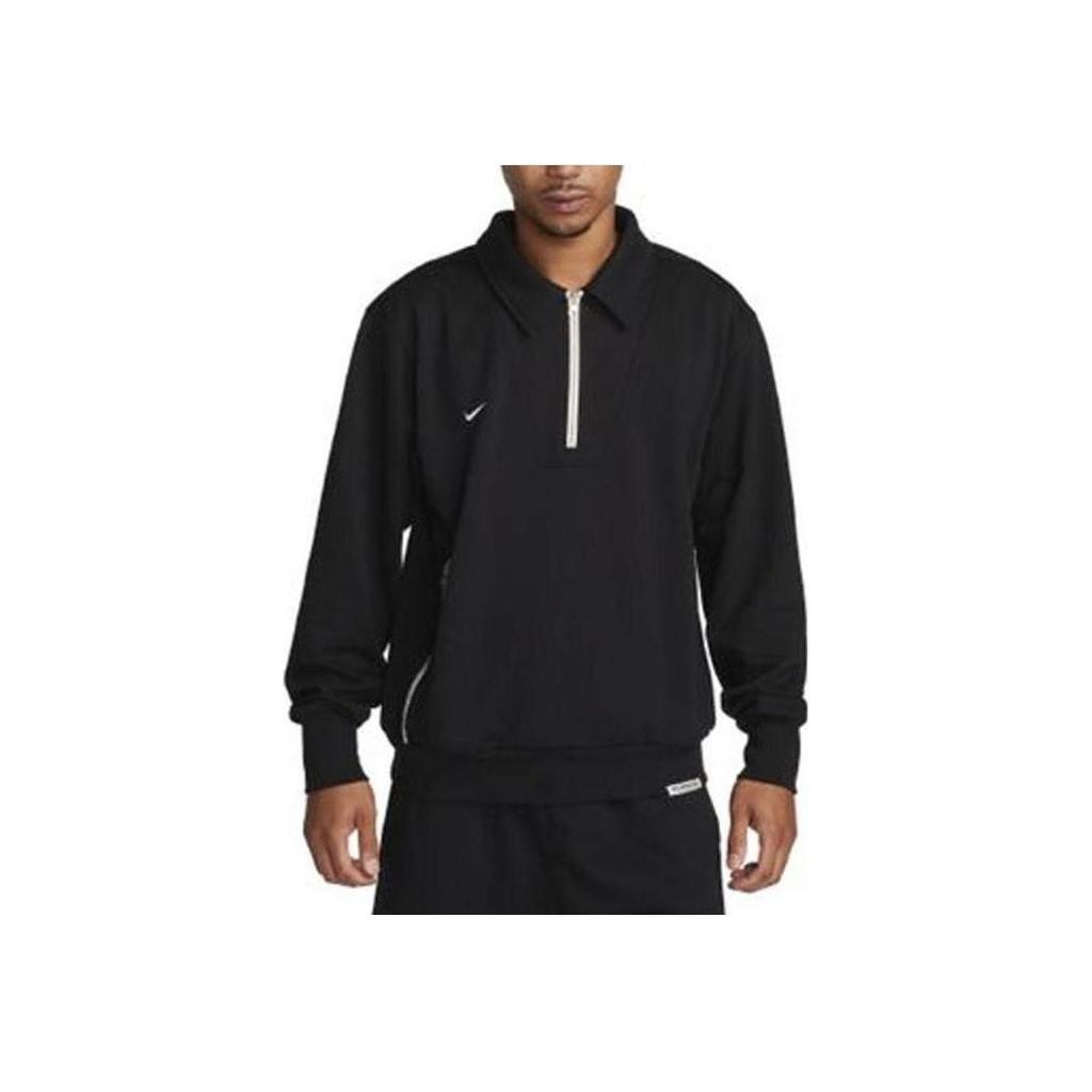 Nike Dri-Fit Quarter-Zip Soccer Pullover With Logo Print Men Tops Black FB6807-010