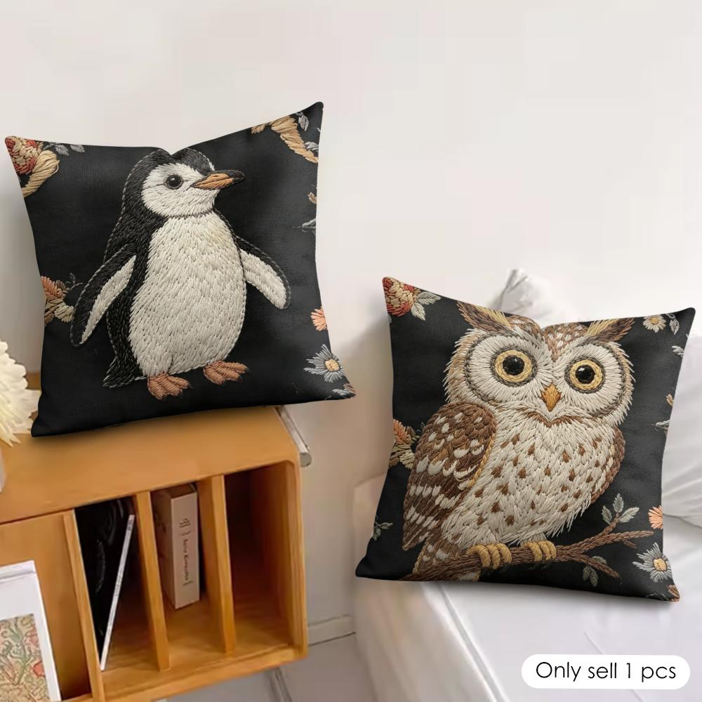 2D Scream Animals Retro Cushion Cover Silky Short Plush Invisible Zipper Dustproof Sofa Pillow Case For Home Decor