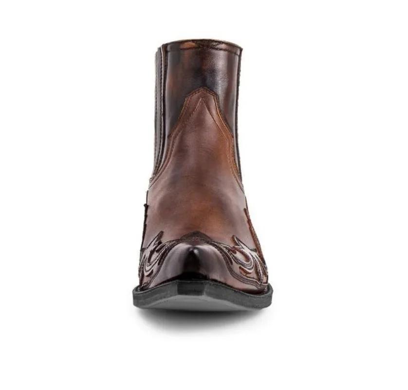 Mode Neue Herrenstiefel Handgefertigte Keil-Stiefeletten für Herren Western Cowboy Stiefel Unisex Herren Lederschuhe Strapazierfähig