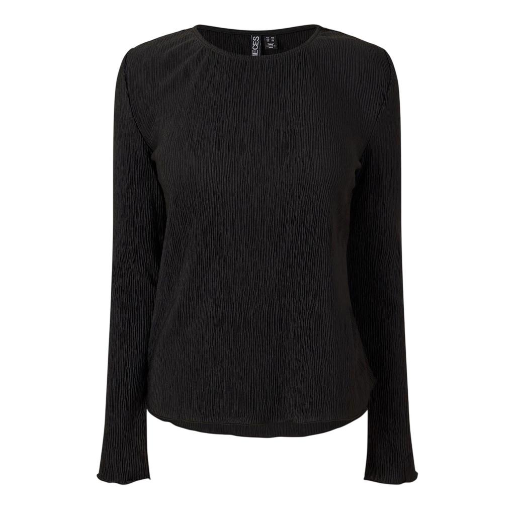 Pieces Womens/Ladies Crew Neck Relaxed Fit Long-Sleeved Blouse