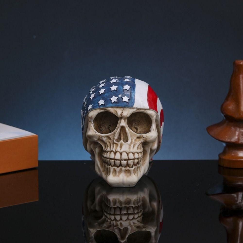 

Resin Artificial Skull Head Model Scary Fake Skeleton Ornament Halloween Skull Head Haunted House Style 6