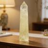 2Pcs Natural Crystal Citrine Tower 5.91" (15Cm) 6 Faceted Single Point Prism Crystal Wand For Meditation Outdoor Statues