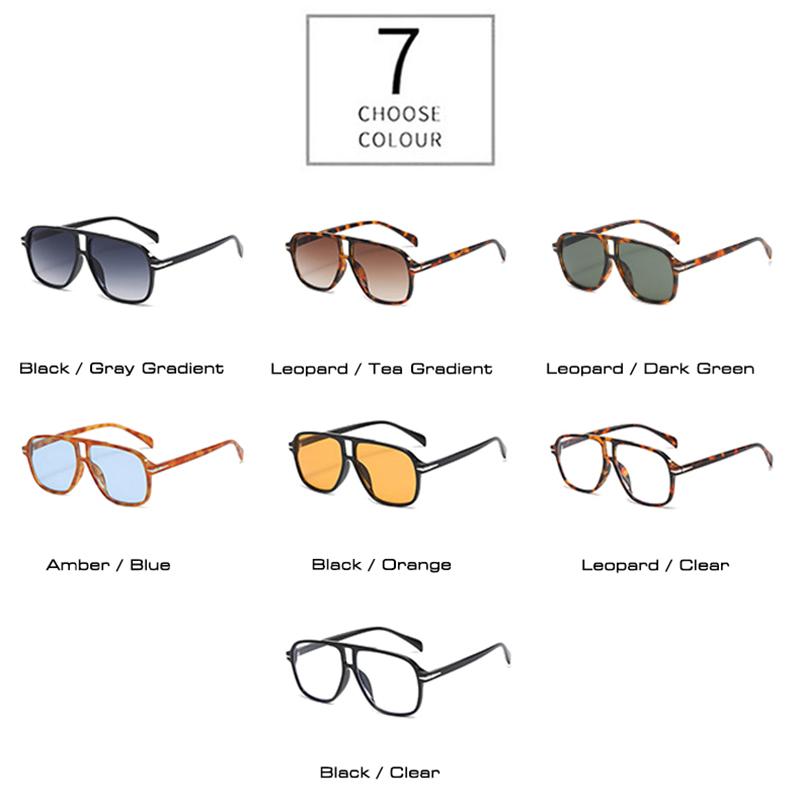SHAUNA Retro Double Bridges Pilot Sunglasses Women Fashion Clear Ocean Gradient Lens Shades UV400 Men Square Rivets Sun Glasses