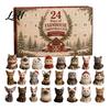 Holiday Decoration for Kids Christmas Cat Advent Calendar 24 Day Countdown with Cute Ornaments Gifts Children 2D Acrylic Kitty Decorations,