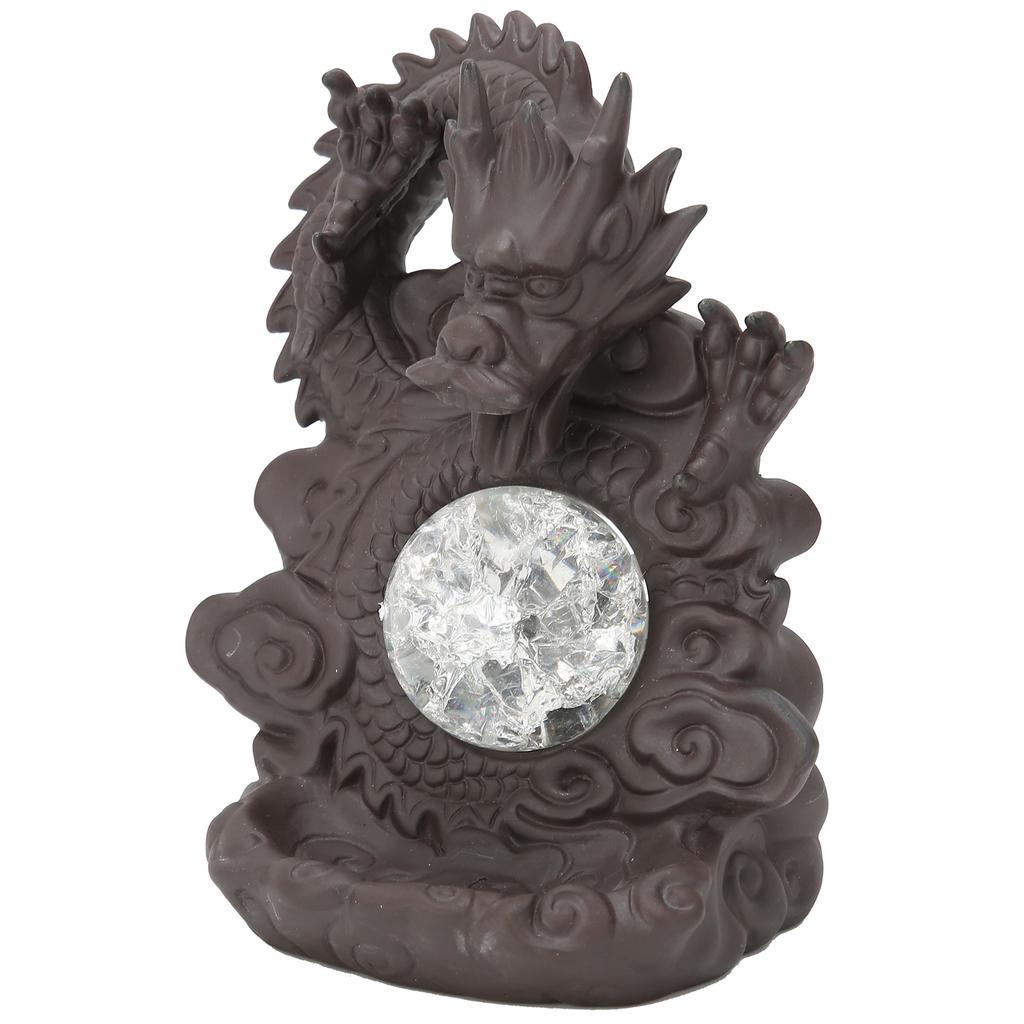 Dragon Backflow Incense Burner Ornament Red Porcelain Creative LED Light Home Decoration
