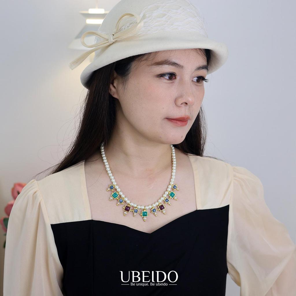 Pre-Owned High-End Gold-Plated Crystal Butterfly & Imitation Pearl Choker Necklace