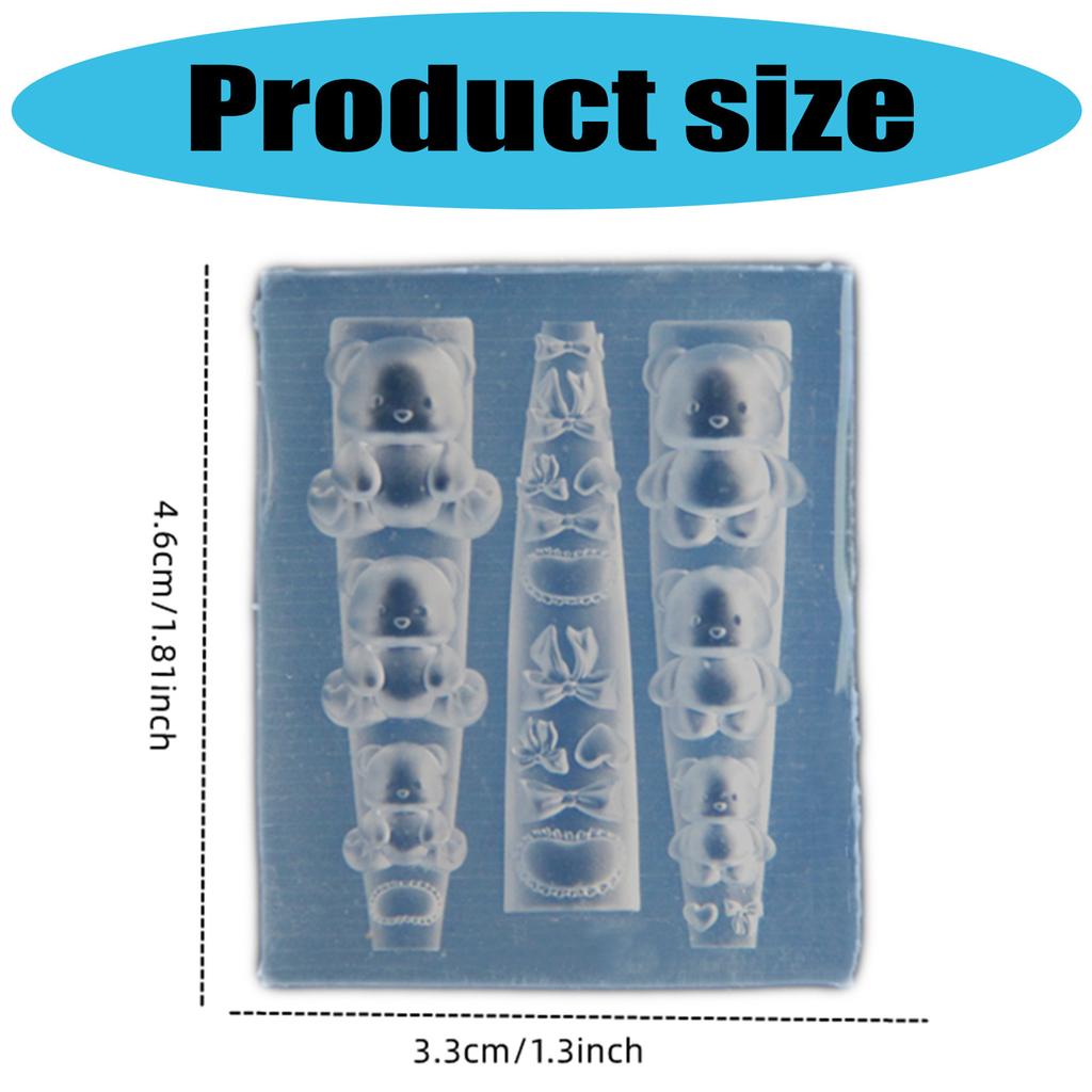 Vielseitige Silikon-Nagelform für entzückende Bären-Designs Robustes und flexibles Zubehör für alle Nagelformen und -längen
