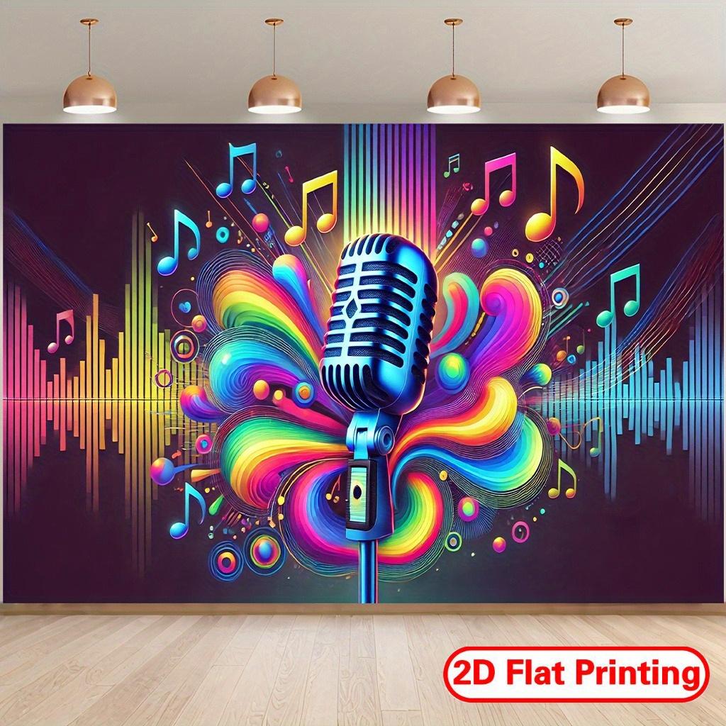 

Colorful Microphone Tapestry Music Themed Wall Art Vibrant Design Home Decor Living Room Bedroom Recording StudioBackgroundCloth 74x94cm(29x37in)