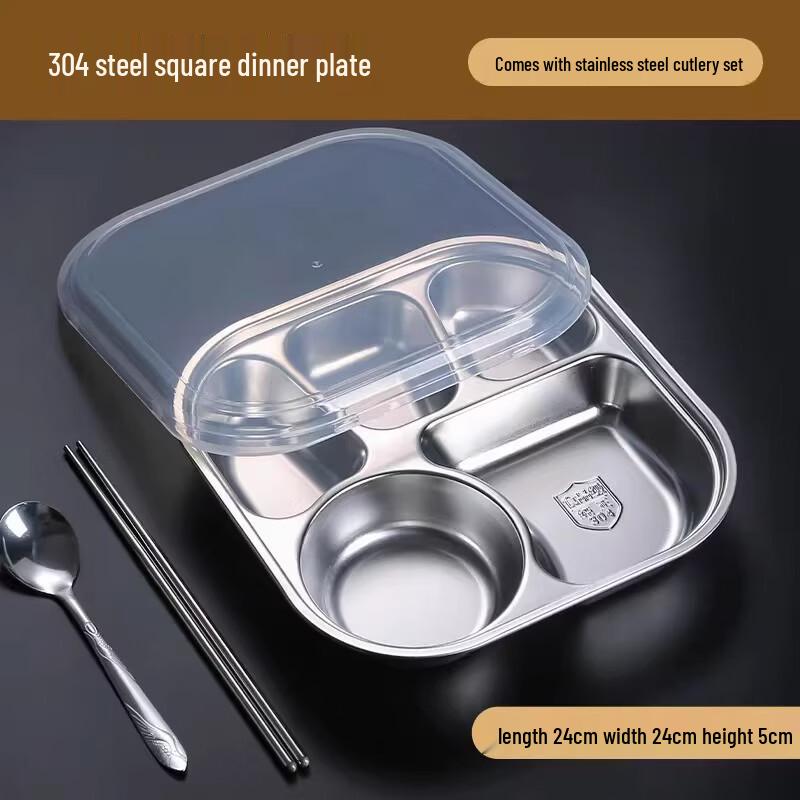 Food-Grade 304 Stainless Steel 5-Compartment Divided Plate