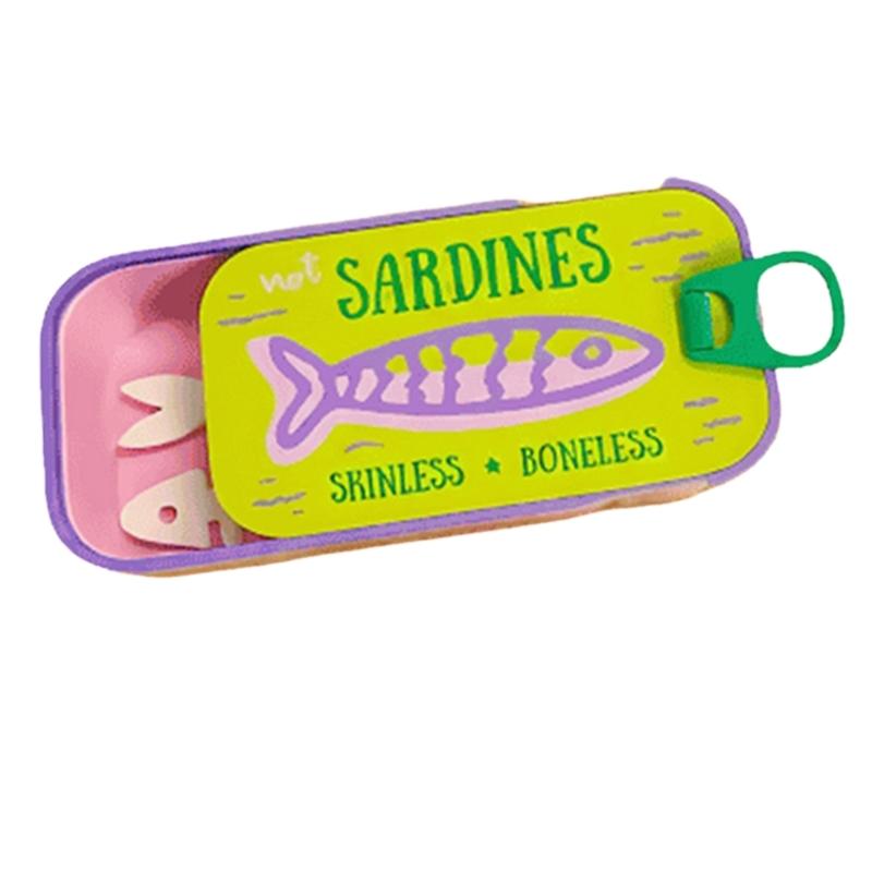 Estuche de Joyería de Viaje Estilo Lata de Sardinas Novedosa con Almacenamiento Compacto para Anillos, Pendientes de Botón, Pulseras y Collares