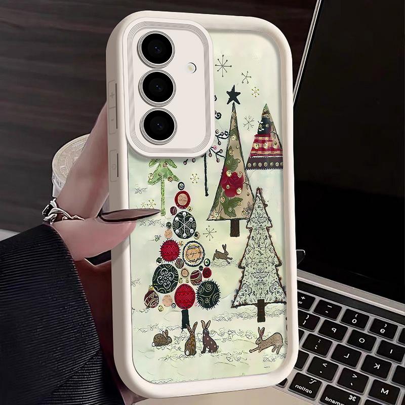 

Чохол для телефону з малюнком різдвяної ялинки для Samsung Galaxy S25 Edge S24 FE S23 S22 Ultra Plus A17 A56 A36 A16 A15 A55 A54 A53 5G М яка накладка для телефону Galaxy A54 білий