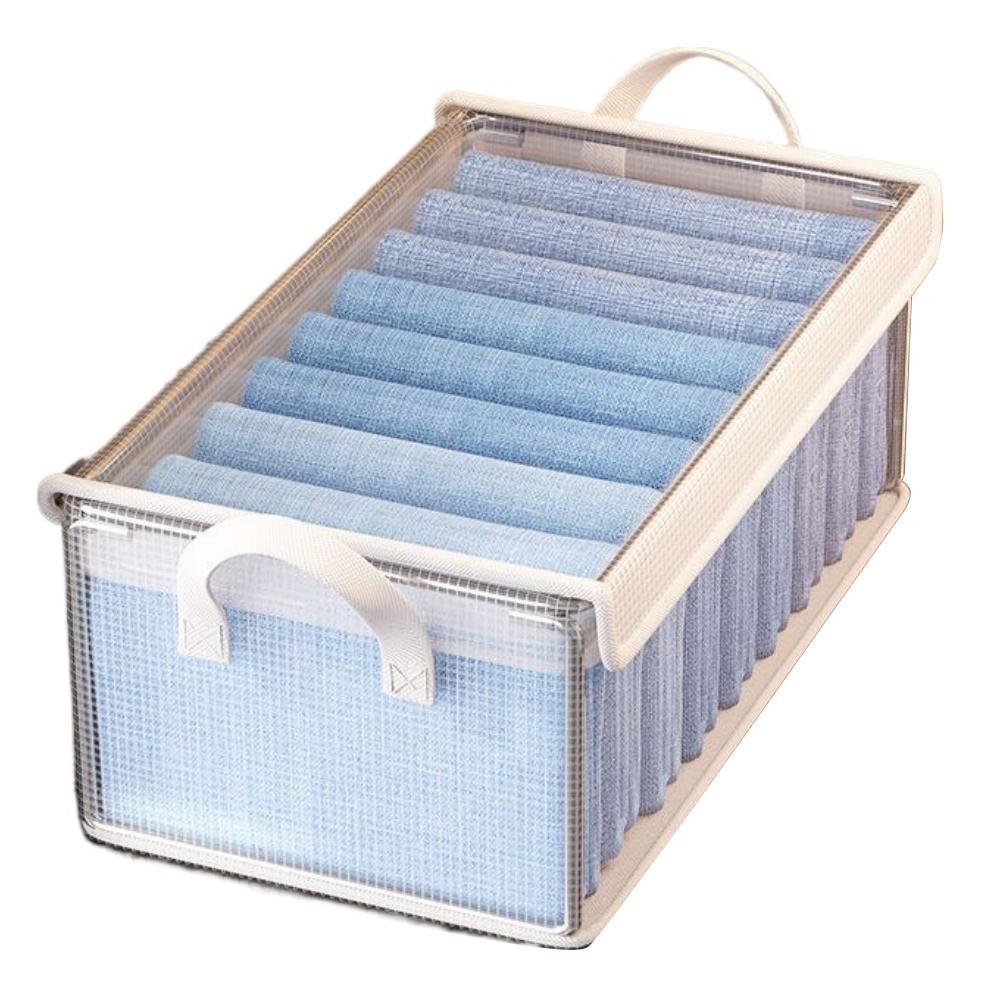 1PCS Storage Box Transparent Foldable Stackable Organizers With Steel Frames And Reinforced Handles For Clothes Books Sundries