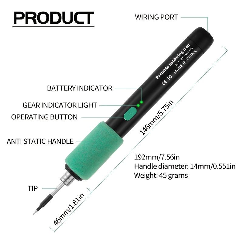 Adjustable USB Rechargeable Soldering Iron Kit with Three Tips for Home Appliance Repair Jewelry Making and DIY Projects