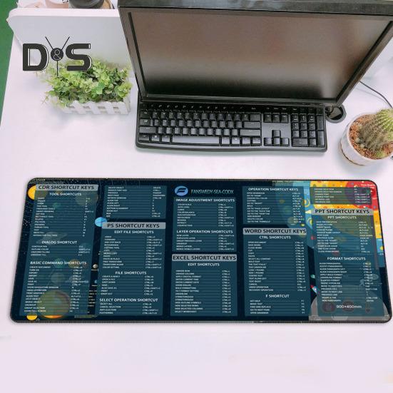 Alfombrilla de ratón grande para ordenador, 40 x 90 cm, portátil, impermeable, para oficina, PowerPoint, Excel, Word, teclas de acceso directo, alfombrilla de escritorio antideslizante, accesorios para PC