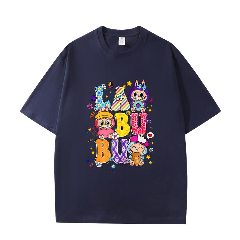 D06-53 MINISO 2026 Summer High-quality Printed Pure Cotton Shoulder Style Men's and Women's Round Neck Short Sleeved Couple T-shirt