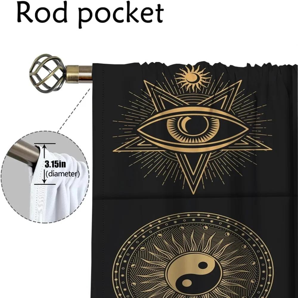 Retro Mystic Eye Zatemňovací závěs do pokoje 2 panely závěsů do ložnice Dělící stínidla Halloweenská dekorace Obývací kuchyň
