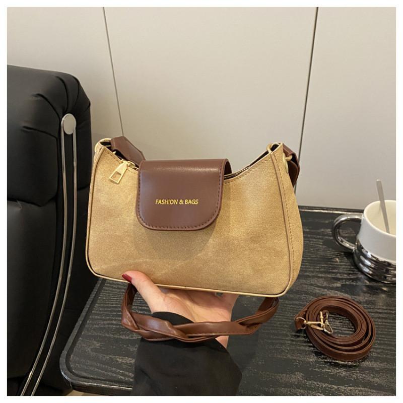 

Letter Color Solid Style Large Capacity Pu Shoulder Bag Women Closure Zipper кофейный