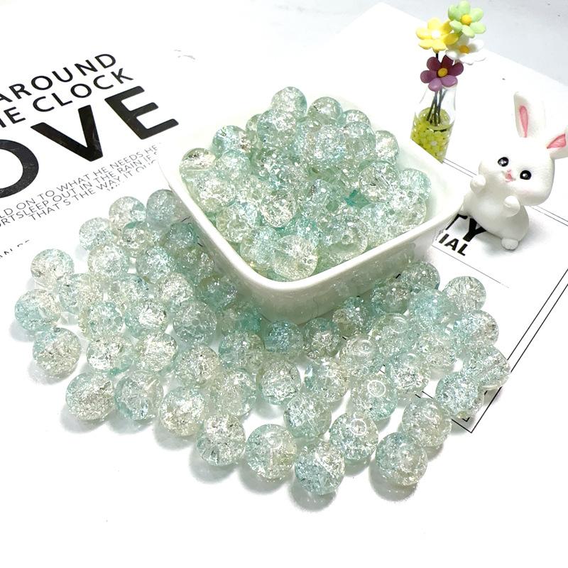 10mm Crackle Glass Round Beads, Loose Spacer Beads DIY Accessories for Bracelet Making 50pcs