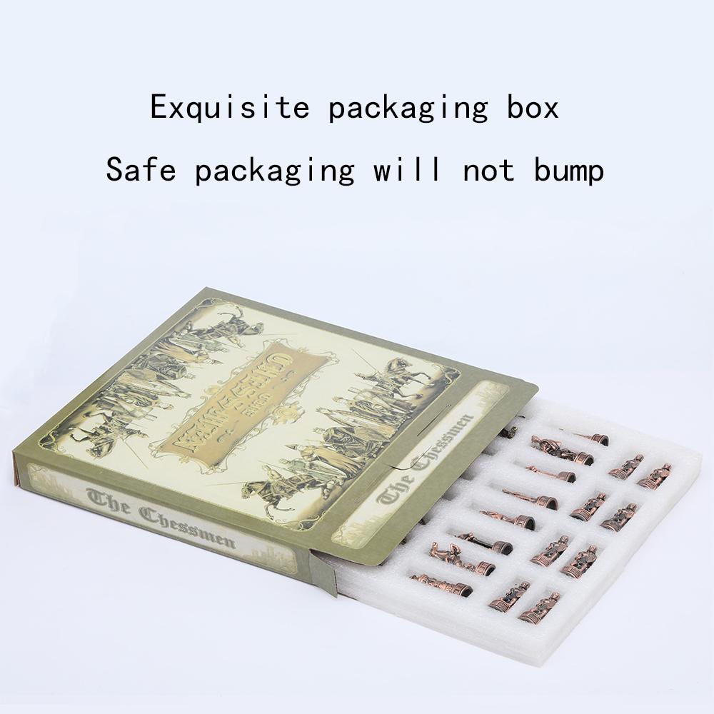 Metal Theme Chess Luxury Knight Table Game Entertainment Toy Leather Board Set Gift Dragon Soldier Theme Sports