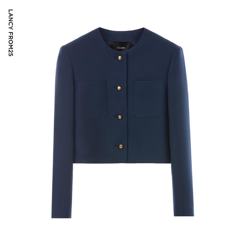 EiLEEN ELITEE Wool Blend Round Neck Short Coat