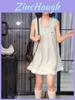 French Sweet Style Sleeveless Dress With Knitted Fabric For Summer Casual Wear