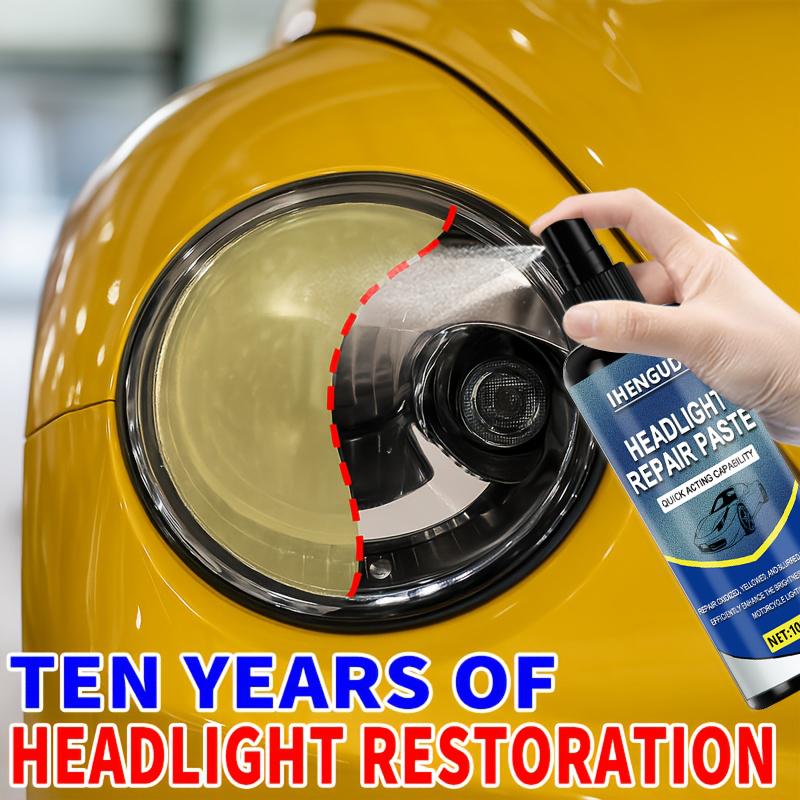 Professional Car Headlight Restoration Spray, Easy Maintenance Kit, Repairs Oxidation, Yellowing, and Blurred Headlights, Comes with Polishing Abrasiv