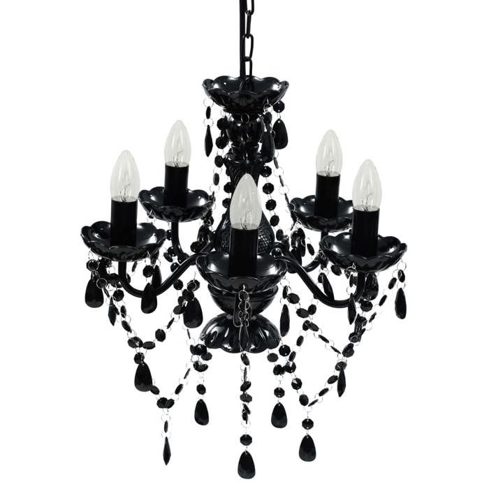 VidaXL Lustre avec 5 Ampoules Cristal Plafonnier Lumière Salon Chambre Maison 240308