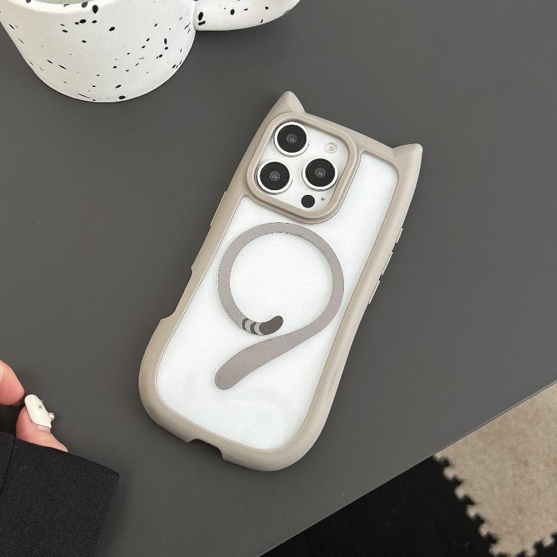 3D Cat Ear Magnetic Charging Case for IPhone 17 16 15 14 13 12 11 Pro Max 16 Plus 13 MiNi 17Air Transparent PC TPU Armor Cover