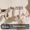 Off-White Walnut No-Punch Wall-Mounted Coat & Hat Rack