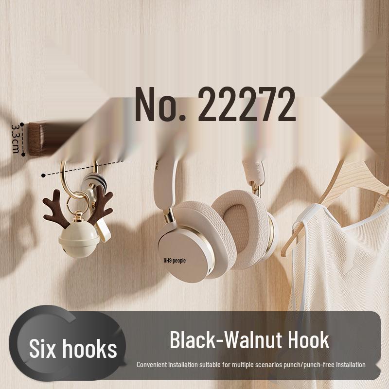 Off-White Walnut No-Punch Wall-Mounted Coat & Hat Rack