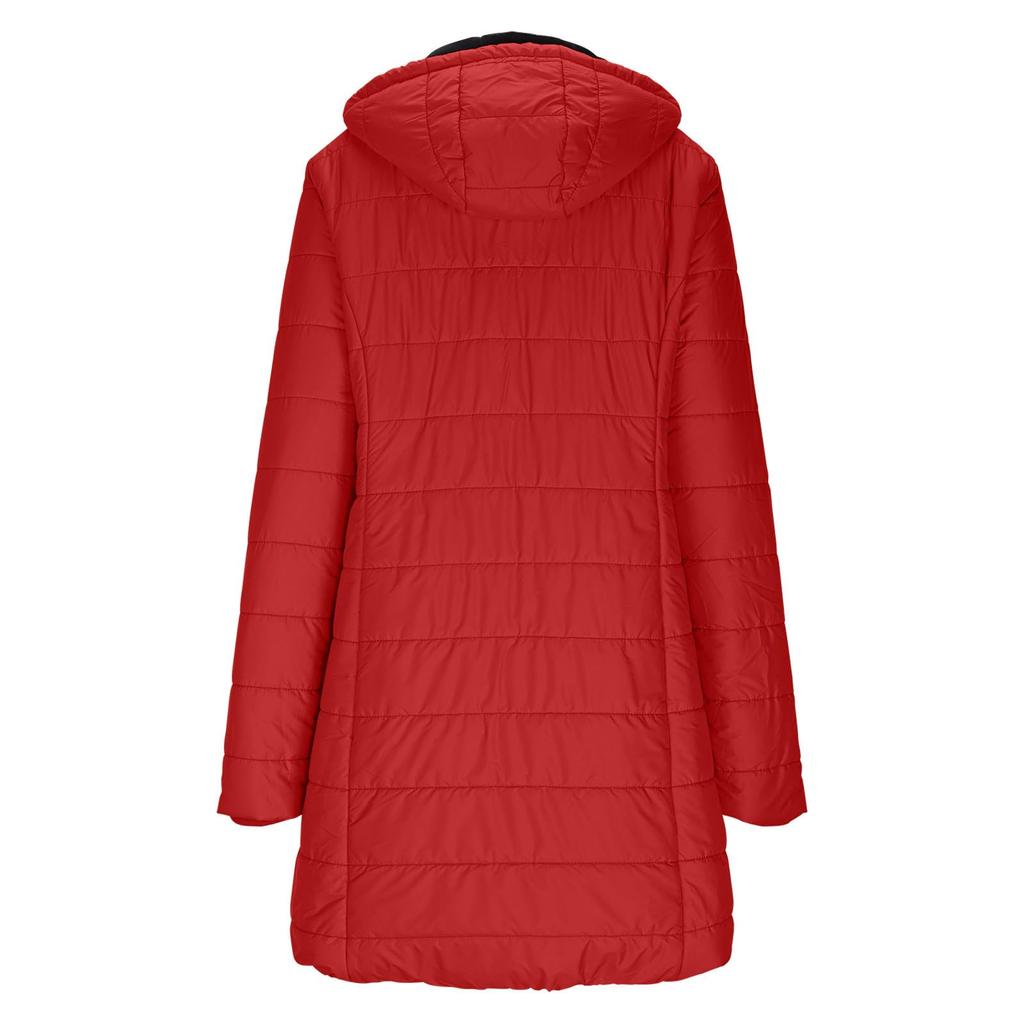 Jachete de puf pentru femei, Căptușite cu fleece, Palton de iarnă cu fermoar dublu și glugă, Palton gros și călduros