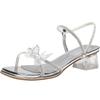 ZHR Women's Transparent Crystal Bow Chunky Heel Sandals